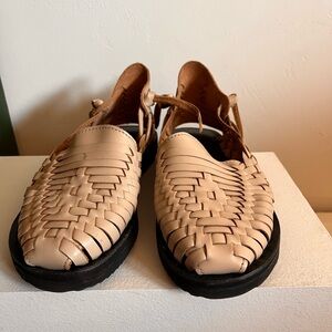 Woven Espadrilles Tan Leather Woven Shoes